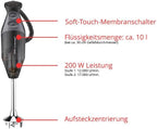 ESGE Zauberstab M 200 BBQ 98215 Stabmixer schwarz, Pürierstab, Handmixer, Profi, inkl. Zubehör, bis zu 17.000 U/Min, 200 Watt, Ergonomisches Griffdesign, Twinschalter, Aufsteckzentrierung, AC-Motor