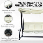Outsunny Hollywoodschaukel 3-Sitzer Bettfunktion UV-Schutz Cremeweiß