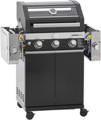 RÖSLE Elektrogrill BBQ-Portable Videro E2-P, tragbarer Tischgrill mit 2 Brennern, Warmhalterost und Deckel mit Glaseinsatz, pulverbeschichteter Stahl, schwarz/silbern