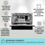 Klarstein ia 8 - Spülmaschine, Geschirrspüler, Freistehend, Teilintegriert, F, 55 cm breit, 8 Maßgedecke, 6 Programme, Aquastop, silber