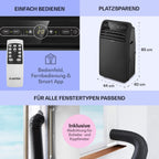 Klarstein Mobile Klimaanlage mit Abluftschlauch, 4-in-1 Klimagerät mit Ventilator, Luftentfeuchter & Nachtmodus, Kleine & Portable Klimaanlage für Wohnung & Büro, App-Steuerung, 12000 BTU