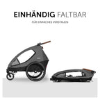 hauck Fahrradanhänger & Kinderwagen Dryk Duo Plus mit Federung, für 2 Kinder (6-48 Monate), inkl. Deichsel, Buggyrad, Fahne und LED Licht, Faltbar, Höhenverstellbar, XL Kofferaum (Dark Green)
