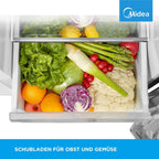 Midea KS-DDX 6.32 WT Side-by-Side Kühl-/Gefrierkombination/ 178,8 cm Hhe/ 254 kWh/Jahr/No Frost/Dual Inverter Compressor/mit 3in1 Wasser-/Eisspender und Wassertank, Dark Inox