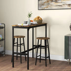HOMCOM Bartisch-Set 3-tlg. platzsparend mit Fußstütze Industriedesign
