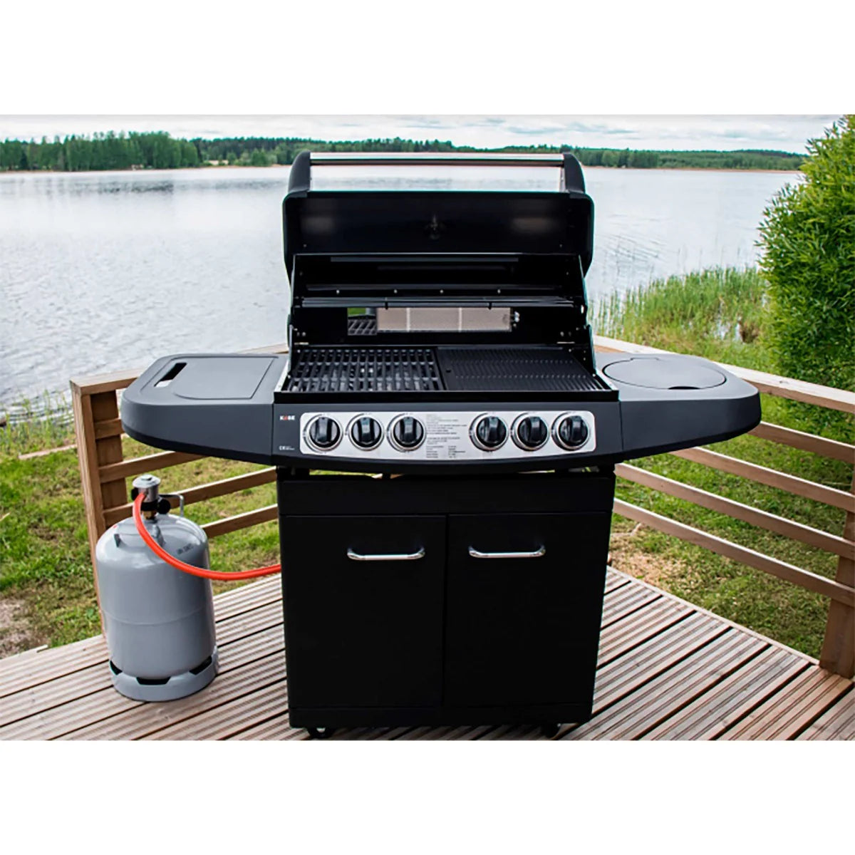 KOBE Gasgrill STYLE PLATINUM, BLACK EDITION 4 Brenner und Seitenkocher, 145x61x116cm