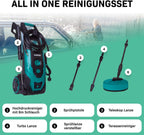 VONROC Profi Hochdruckreiniger 195bar - Fassadenreiniger für schwere Reinigungsarbeiten [2500W] - Hoher Durchfluss [468 l/h] Reinigungstank, Aluminium Pumpe - inkl. Terassenreiniger