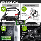 BRAST Benzin Rasenmäher mit Antrieb | 5,2kW(7PS) | Elektrostart | 48cm Schnittbreite | viele Modelle | TÜV | 4 Takt OHV Motor | 30-80mm Schnitthöhe | 60L Fangkorb | Stahlgehäuse | 19224 ESTART Speed