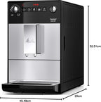 Melitta Purista - Kaffeevollautomat mit Lieblingskaffee-Funktion, Kaffeemaschine mit Mahlwerk und 3-stufig einstellbarer Kaffeestärke, für Kaffee und Espresso, schwarz