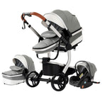 3 in 1 Kombikinderwagen 3 in 1 Reisesysteme Kinderwagen Infant Hochlandschaft Liegender Buggy Kinderwagen Neugeborenen Kinderwagen Faltbarer Standardkinderwagen (906 White)