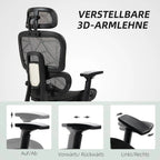 HOMCOM Bürostuhl ergonomisch verstellbar mit Liegefunktion