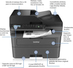 Brother MFC-L2860DWE 4-in-1-Multifunktions-Laserdrucker, 34 ppm, Duplexdruck, 6,8 cm Touchscreen-Farbdisplay, Fast Ethernet, WLAN mit 5 GHz und USB 2.0