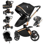3 in 1 Kombikinderwagen 3 in 1 Reisesysteme Kinderwagen Infant Hochlandschaft Liegender Buggy Kinderwagen Neugeborenen Kinderwagen Faltbarer Standardkinderwagen (906 White)