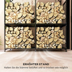 Outsunny Kaminholzregal 1,17 m³ mit Abdeckung, Schwarz