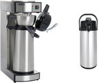 Saro Thermo Kaffeemaschine mit Korbfilter und Thermoskanne Industriekaffeemaschine mit Pumpkanne (2,2 Liter, ca. 10 Tassen Kaffee, Brüh- & Warmhaltefunktion), silber