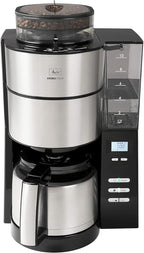 Melitta AromaFresh - Filterkaffeemaschine - mit Glaskanne - integriertes Mahlwerk - Timer Funktion - 10 Tassen - Pure Black
