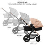 Kinderkraft MOOV2 AIR Kinderwagen 3 in 1 Kinderwagenset bis 26 kg mit Kindersitz I-SIZE 40-75 cm, Buggy Funktion, Liegeposition verstellbar, Große ausziehbare Verdeck, Aufblasbare Räder, Schwarz