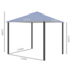 Outsunny Pavillon 3,45x3,45 m mit Doppeldach Grau