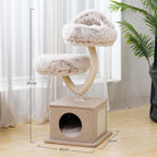 Fudajo Designer Kratzbaum in Zweigdesign 130 cm hoch, Katzenkratzbaum mit Plüsch und Sisal, Kletterbaum für Katzen, Katzenbaum mit Hängeliege
