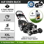 BRAST Benzin Rasenmäher mit Antrieb | 5,2kW (7PS) | 55cm Schnittbreite | viele Modelle | TÜV | 30-80mm Schnitthöhe | 60L Fangkorb | 4 Takt OHV Motor | Stahlgehäuse | Power