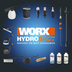 WORX Nitro 18V(20V MAX) Hydroshot Akku-Hochdruckreiniger WG633E.1, PowerShare, Terrassenreinigung und Autoreinigung, Max. 56 Bar, 220L/H, mit Zubehör, 4,0 Ah Akku & Ladegerät ‎‎Orange & Schwarz