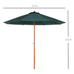 Outsunny Sonnenschirm Garten UV-beständig Handkurbel Pappelholz