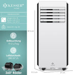 KESSER® Klimaanlage Mobiles Klimagerät 4in1 kühlen | Luftentfeuchter lüften | Ventilator 9000 BTU/h 1005W | Mobil Klima mit Montagematerial, Fernbedienung & Timer | Nachtmodus & 360° Rollen