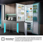 Hisense RB327N4AD2 Kühl-Gefrierkombination/ NoFrostPlus/ Multiflow 360°/ HolidayMode/ FreshZone/ 182,4 cm/ Kühlteil 171 l/ Gefrierteil 85 l/ 41 dB/ 287 kWh/ Jahr/ Edelstahl-Look