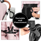 Hauck Uptown Kinderwagen Melange Rose – Kinderwagen für jedes Gelände, extra großer Sitz, flache Liegeposition, Gummiräder, Federung, kompakt und einfach zusammenklappbar, mit Regenschutz