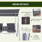 Outsunny Hollywoodschaukel 2-Sitzer mit Sonnendach Becherhalter