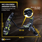 Actionbikes Motors Kinder Elektro Driftscooter | 𝟐𝟓𝟎 Watt Motor - Drift Cart 360°- 3 Geschwindigkeitsstufen - LED-Beleuchtung - Sitz verstellbar - Bluetooth - Drift Kart - Drift Auto (Space Purple)