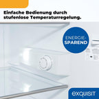 Exquisit Kühlschrank ohne Gefrierfach, 133 Liter, Vollraumkühlschrank freistehend, Türanschlag Wechselbar, KS516-V-H-010D weiss