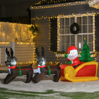 HOMCOM Aufblasbarer Weihnachtsmann mit Rentierschlitten LED IP44