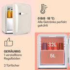 Klarstein Audrey Mini - kleiner Kühlschrank, kompakte Mini-Bar, freistehend, Kompressionskühlung, Fassungsvermögen, Kühlung: 0-10 °C, Mini-Kühlschrank mit 70 Liter Fassungsvermögen, rot