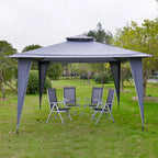 Outsunny Pavillon 3,45x3,45 m mit Doppeldach Grau