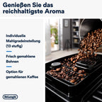 De'Longhi Magnifica Start ECAM222.20.B, Kaffeevollautomat mit Milchaufschäumdüse, für Cappuccino, mit Espresso-Direktwahltase und 2x Espresso Funktion, 13-stufiges Kegelmahlwerk, 1450 W, Schwarz
