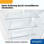 Exquisit Kühlschrank ohne Gefrierfach, 133 Liter, Vollraumkühlschrank freistehend, Türanschlag Wechselbar, KS516-V-H-010D weiss