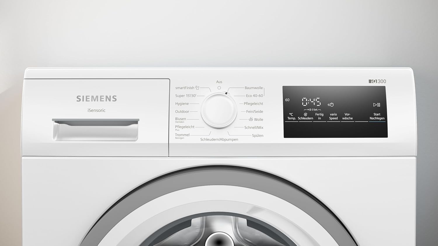 Siemens WM14N223 Waschmaschine iQ300, Frontlader mit 7kg Fassungsvermgen, 1400 UpM, speedPack L, LED-Display,Outdoor-Programm, Wei, 60cm