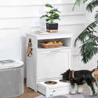 PawHut Futterstation Hund mit Schublade und Aufbewahrung Weiß