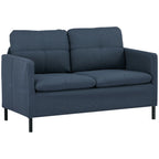HOMCOM 2-Sitzer Sofa mit Leinenoptik & Stahlbeinen, Dunkelblau