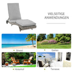Outsunny Sonnenliege Polyrattan verstellbar mit Rollen grau