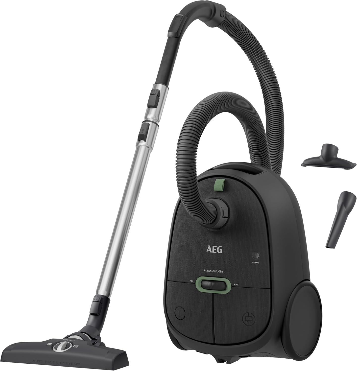 AEG CLEAN 6000 AB61C2DB Staubsauger mit Beutel / hohe Saugleistung / inkl. Polsterdüse / 50 % Recyclingkunststoff / ideal für Haustierbesitzer / Reinigen von Polstern / 12 m Kabel / 750 W / Blau