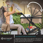 KESSER Loops 3 in 1 Kinderwagen Kombikinderwagen Komplett-Set inkl. Babywanne & Buggy Sportsitz & Auto-Babyschale Voll-Gummireifen Wickeltasche Regenschutz Kindertisch ECE R129, Schwarz/Champagne