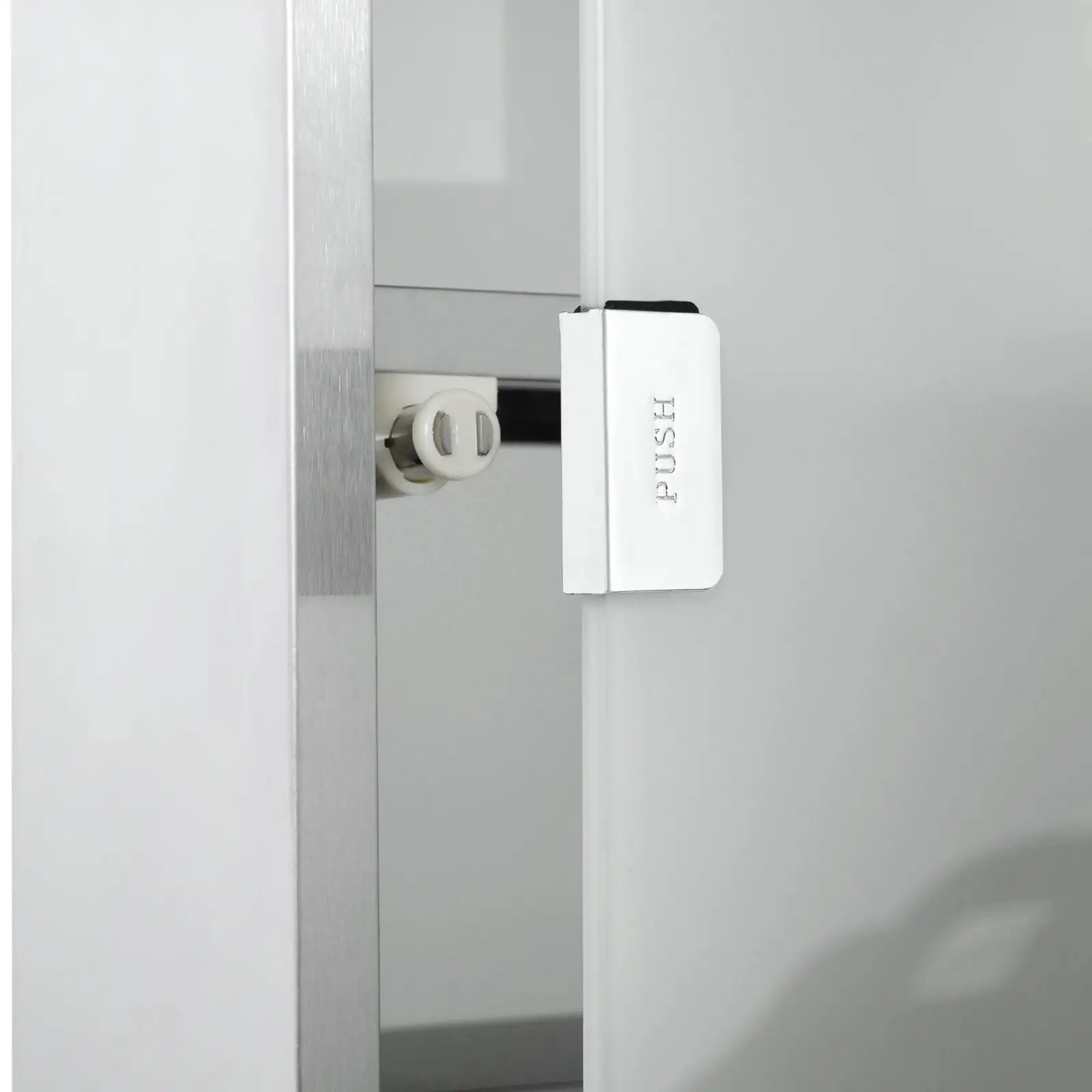 HOMCOM Medizinschrank abschließbar Tip-On Automatik Edelstahl