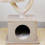 Fudajo Designer Kratzbaum in Zweigdesign 130 cm hoch, Katzenkratzbaum mit Plüsch und Sisal, Kletterbaum für Katzen, Katzenbaum mit Hängeliege