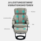 HOMCOM Relaxsessel Grau mit Massage, Liegefunktion & Fußhocker, Kunstleder