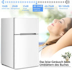 GOPLUS Kühlschrank mit Gefrierfach - Kühl Gefrierkombination / 90L Gesamtnutzinhalt, 27L Gefrierteil/Thermostat einstellbar/LED Innenbeleuchtung/Türanschlag wechselbar (Weiß)