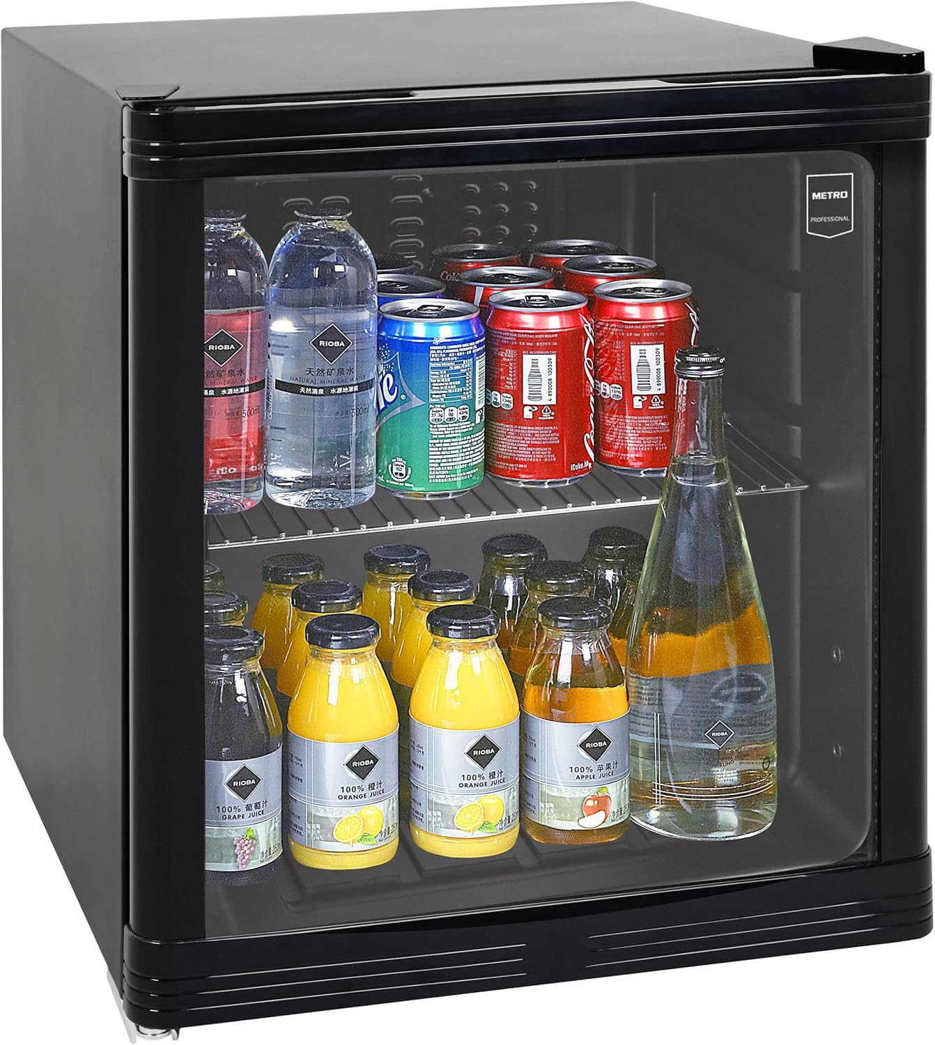 METRO Professional Mini-Kühlschrank GPC1088, 88 L, 1.052 kWh/24h, 3 Edelstahl-Drahtböden, schwarz