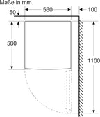 Bosch KTR15NWEB, Serie 2 Mini-Kühlschrank 85 x 56, 134 L, MultiBox für länger frisches Obst und Gemüse, Schnellkühlung, 39 dB leise trotz starker Kühlkraft, LED-Beleuchtung, Weiß