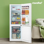 Comfee' RCB169DK3 Kühlschrank mit Gefrierfach 150cm Höhe/Kühl-/Gefrierkombination/Low Frost/174L/leise Kühlgefrierkombi 38dB/Einstellbare Kühlschranktemperatur/LED-Licht/156 kWh/Jahr/Schwarz