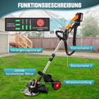 1200W Akku Rasentrimmer Kompatibel mit Makita-Akkus, 5-IN-1 Bürstenloser Elektrische Motorsense mit 3-Stufen-Geschwindigkeitsregelung, Freischneider Akku mit 5 Klingentypen und Unkrautbürste